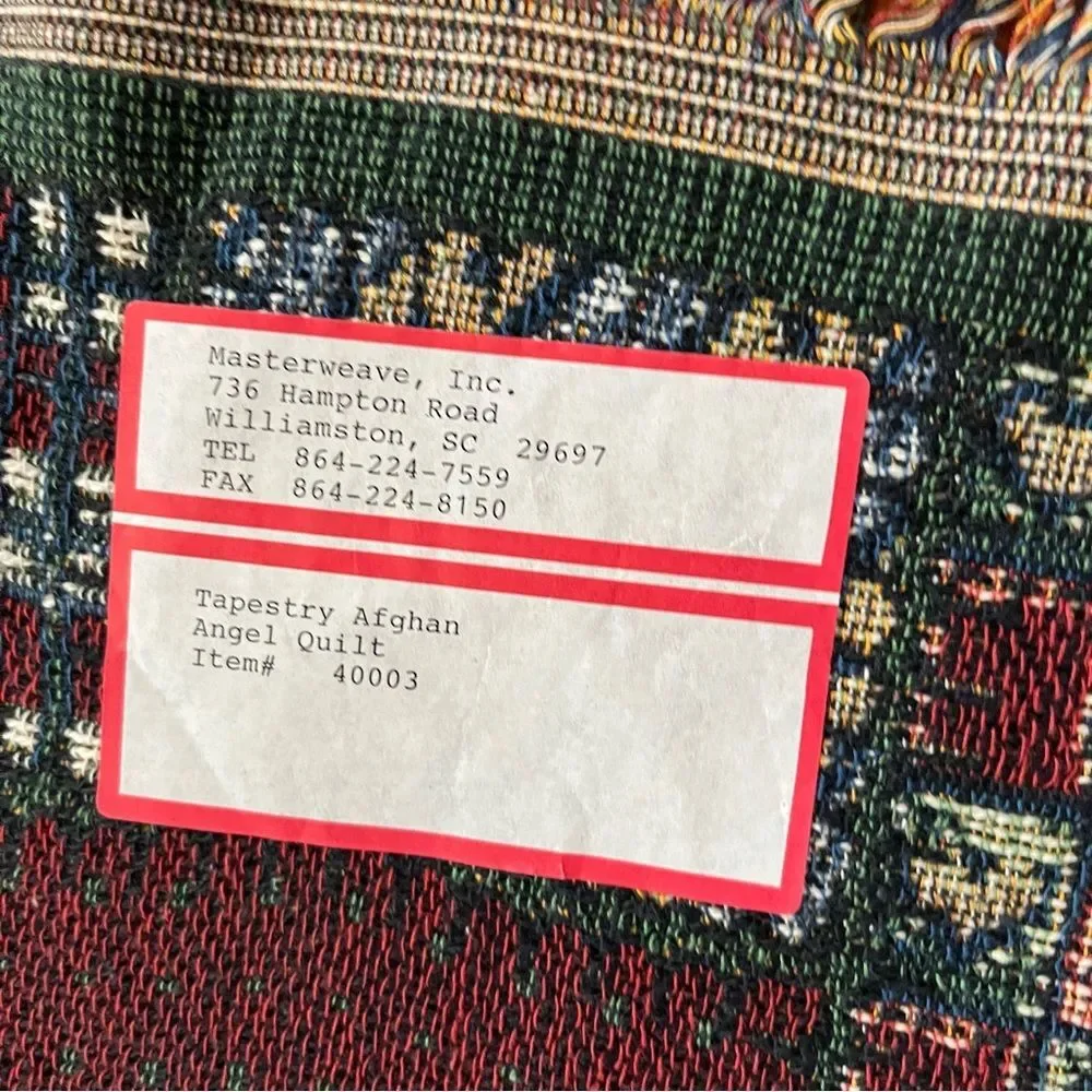 NWT Vintage Masterweave Inc Angel Quilt Tapestry Afghan Throw Blanket 55 X 73 In